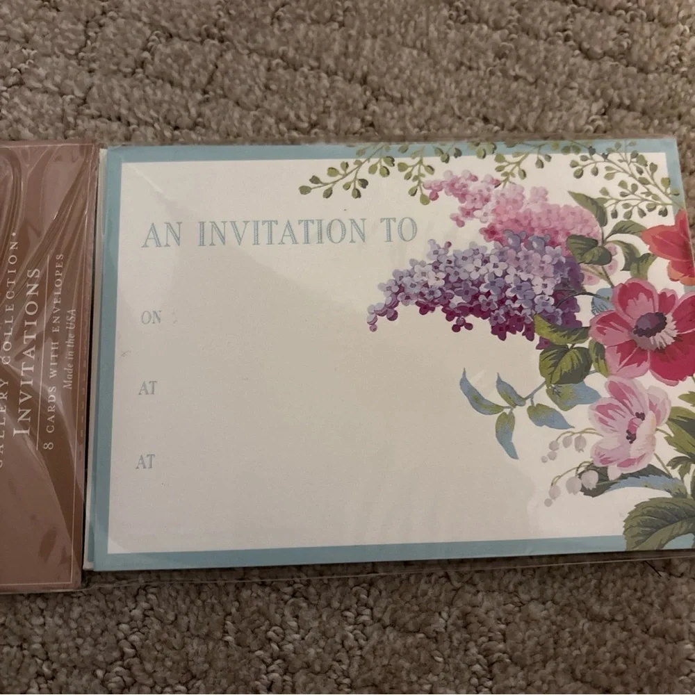 Caspari Gallery Collection Invitations 8 Cards With Envelopes Edwardian Garden